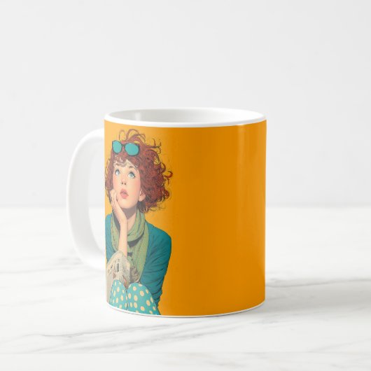 Whimsical Redhead in Polka Dots Kaffeetasse (Vorderseite Links)