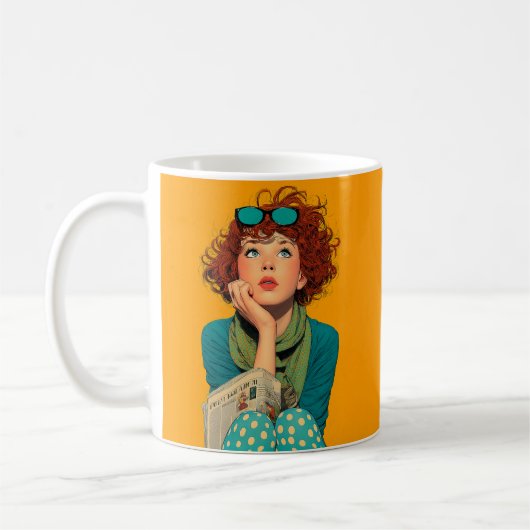 Whimsical Redhead in Polka Dots Kaffeetasse (Links)