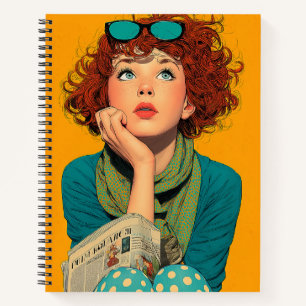 Whimsical Redhead in Polka Dots Notizblock