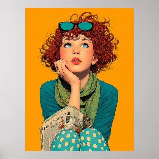 Whimsical Redhead in Polka Dots Poster (Vorne)