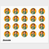 Whimsical Redhead in Polka Dots Runder Aufkleber (Blatt)