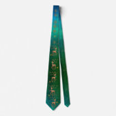 Whimsical Reindeer Blue Green Neck Tie Krawatte (Vorderseite)