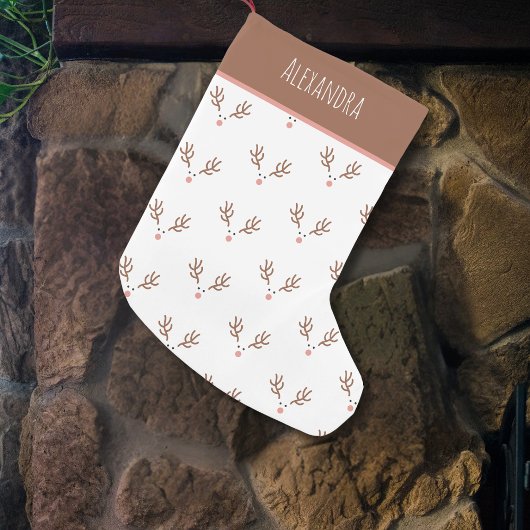 Whimsical Reindeer Boho Pattern Kleiner Weihnachtsstrumpf