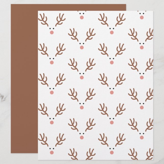Whimsical Reindeer Boho Pattern Scrapbook Paper (Vorne/Hinten)