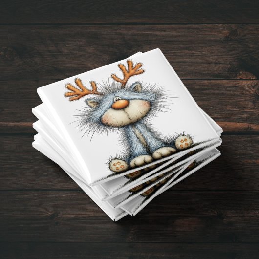 Whimsical Reindeer Cat Christmas Magnet