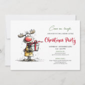 Whimsical Reindeer Digital Christmas Party Card Einladung (Vorderseite)