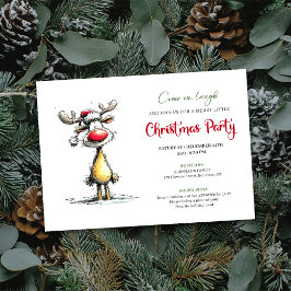 Whimsical Reindeer Editable Christmas Invitation Einladung