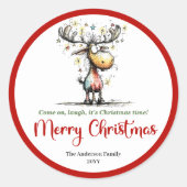Whimsical reindeer funny holiday sticker design (Vorderseite)