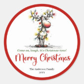 Whimsical reindeer sticker cartoon Christmas charm (Vorderseite)