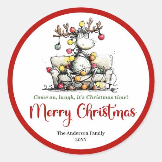 Whimsical reindeer sticker quirky holiday design (Vorderseite)