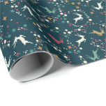 Whimsical Rentier and Bubbles Christmas Geschenkpapier<br><div class="desc">Ein lustiges,  skurriles Design mit farbenprächtigen Rentierfahnen und in verschiedenen Größen wirbelnden Blasen in abgestuften Farben.</div>