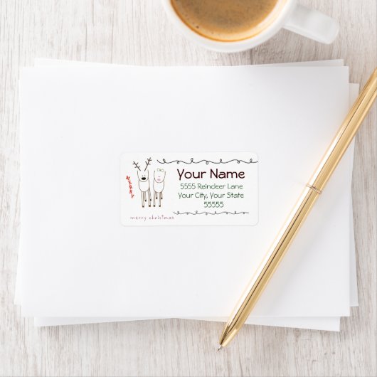 Whimsical Rentier Christmas Address Labels Adressaufkleber (Insitu)