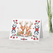 Whimsical Rentier & Florals Weihnachtskarte Feiertagskarte (Rückseite)