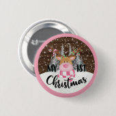 Whimsical Rentier - Mein erstes Weihnachten Button (Vorne & Hinten)