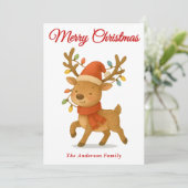 Whimsical Rentier mit String Lights Weihnachten (Stehend Vorderseite)