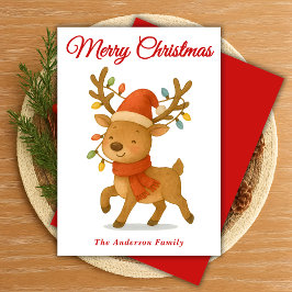 Whimsical Rentier mit String Lights Weihnachten