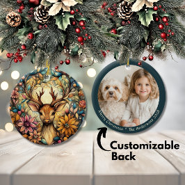 Whimsical Rentier Weihnachten individuell anpassba Keramik Ornament