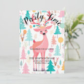 Whimsical Rentier Weihnachtsfeiertag Einladung (Stehend Vorderseite)