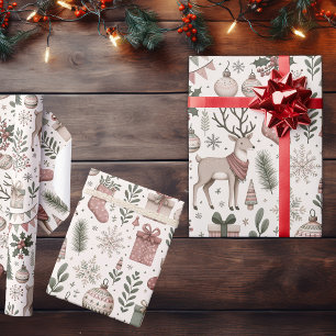 Whimsical Rentier Woodland Weihnachten Geschenkpapier