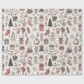 Whimsical Rentier Woodland Weihnachten Geschenkpapier (Flach)