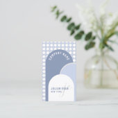 Whimsical Retro Arch Dusty Blue Business Card Visitenkarte (Stehend Vorderseite)