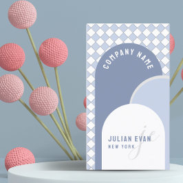 Whimsical Retro Arch Dusty Blue Business Card Visitenkarte