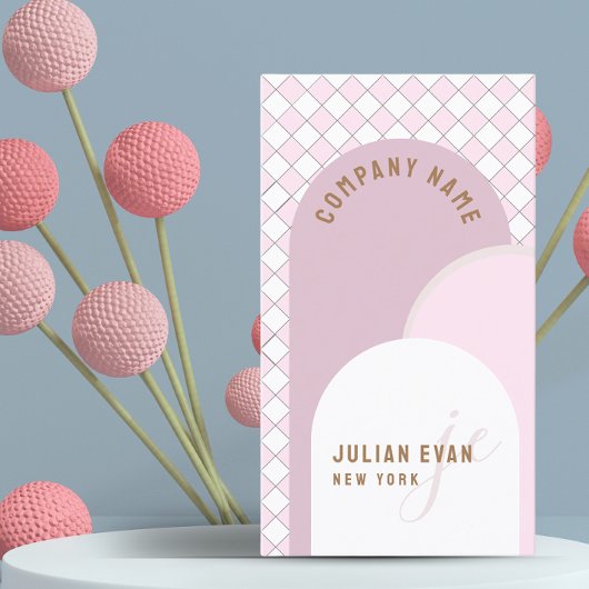 Whimsical Retro Arch Dusty Pink Business Card Visitenkarte