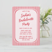 Whimsical Retro Bachelorette Party Vintage Red Einladung (Stehend Vorderseite)
