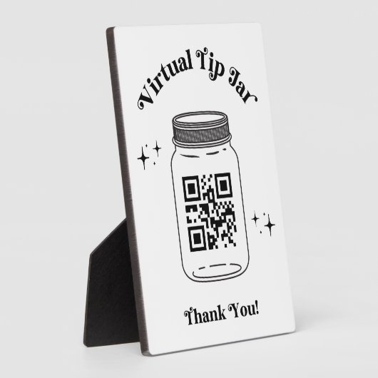 Whimsical Retro Bar Scan QR Code Virtual Tipp Jar Fotoplatte (Seite)