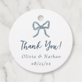 Whimsical Retro Blue Bow Wedding Thank You Geschenkanhänger (Vorderseite)