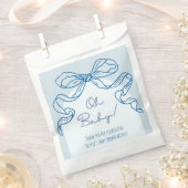 Whimsical Retro Blue Hand Drawn Bow Baby Dusche Geschenktütchen (Ausgeschnitten)