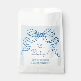 Whimsical Retro Blue Hand Drawn Bow Baby Dusche Geschenktütchen