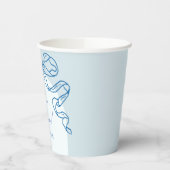 Whimsical Retro Blue Hand Drawn Bow Baby Dusche Pappbecher (Links)