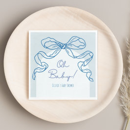 Whimsical Retro Blue Hand Drawn Bow Baby Dusche Serviette