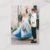 Whimsical Retro Blue Stripes Spanish Wedding RSVP Begleitkarte (Rückseite)