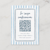 Whimsical Retro Blue Stripes Spanish Wedding RSVP Begleitkarte (Vorderseite)