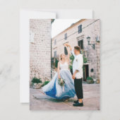 Whimsical Retro Blue Stripes Wedding Save the Date (Rückseite)