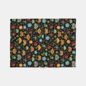 Whimsical Retro Blume und Vögel Fleecedecke (Vorderseite (Horizontal))