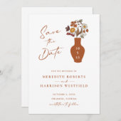 Whimsical Retro Boho Floral Wedding Save The Date (Vorne/Hinten)