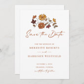 Whimsical Retro Boho Floral Wedding Save The Date (Vorne/Hinten)