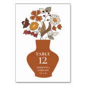 Whimsical Retro Boho Floral Wedding Tischnummer (Vorderseite)