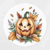 Whimsical Retro Boho Halloween Witchy Kitten, Etiketten (Design 1)