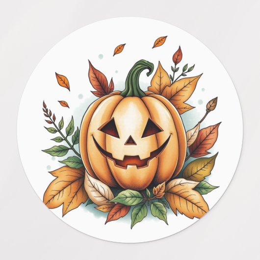 Whimsical Retro Boho Halloween Witchy Kitten, Etiketten (Design 1)