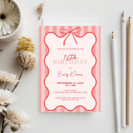 Whimsical Retro Border 16. Geburtstagsparty Einladung