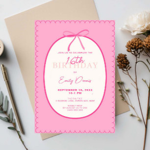 Whimsical Retro Border 16. Geburtstagsparty Einladung