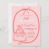 Whimsical Retro Border 21. Geburtstag Party Einladung (Vorderseite)