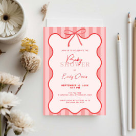 Whimsical Retro Border Baby Dusche Einladung