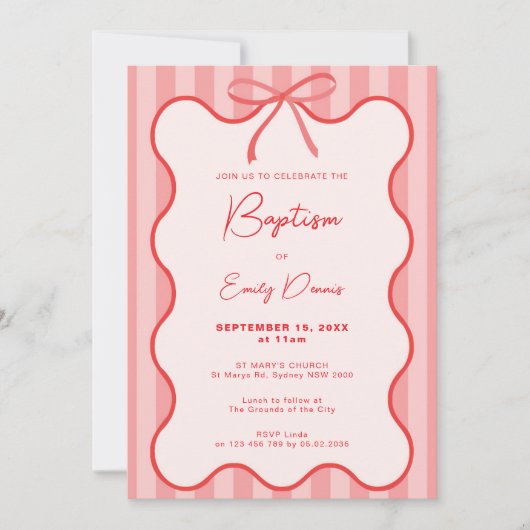 Whimsical Retro Border Baptisse Einladung (Vorderseite)