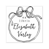 Whimsical Retro Bow Modern Script Ex Libris Book Permastempel (Design)
