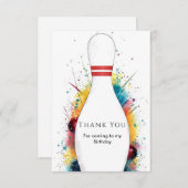 Whimsical Retro Bowling Geburtstag Dankeskarte (Vorne/Hinten)